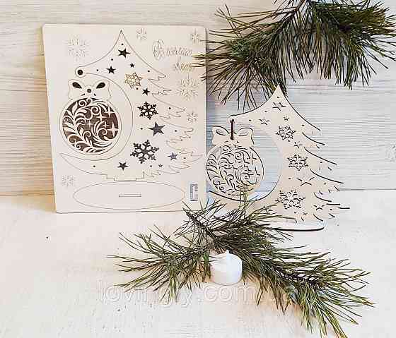 Новорічна листівка 3D пазл Настільна ялинка. Ірпінь