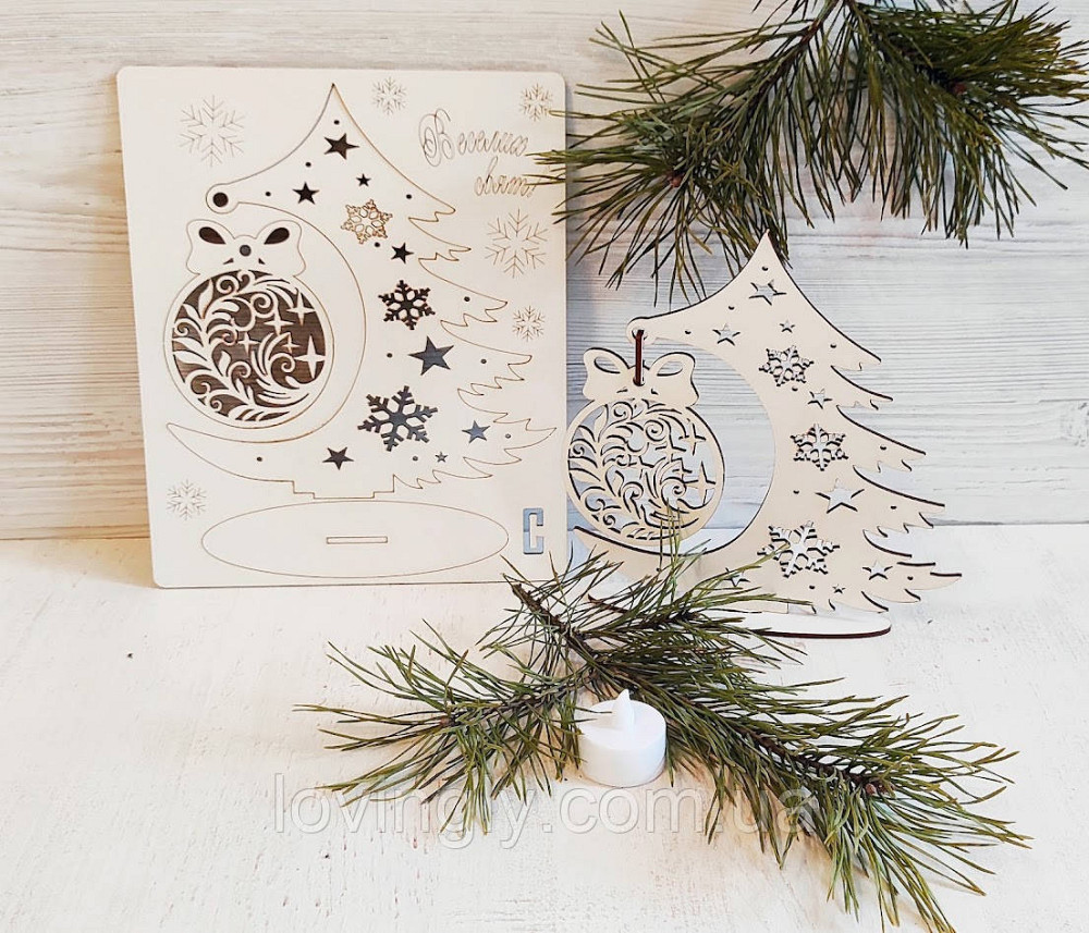 Новогодняя открытка 3D пазл Настольная елка. Ирпень - изображение 2