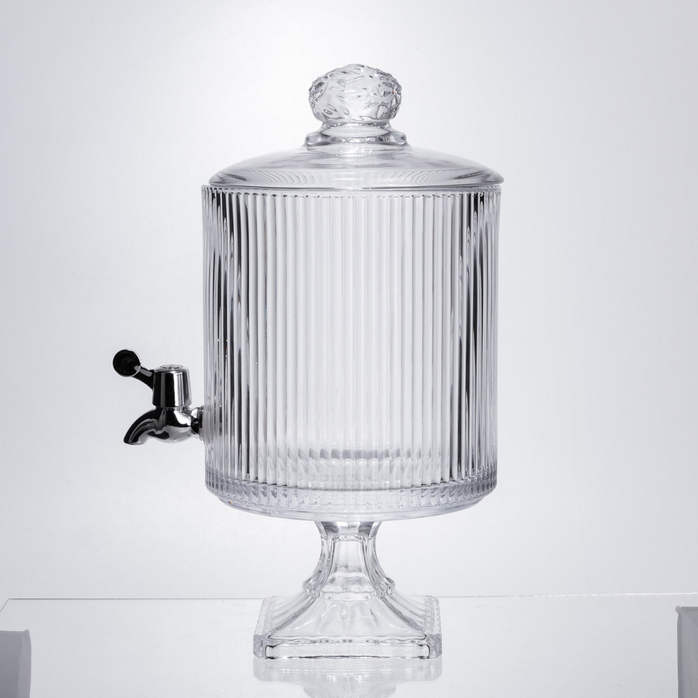 Yiwu Лимонадниця з краном на підставці скляна 4.5 л лимонадник 39 см прозорий HP-19-3045-6 Коломия - фото 3