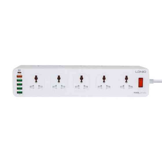 Мережевий подовжувач LDNIO 10 Розеток, 5 USB, 1 Type-C SC10610 (Білий, 2м) Миколаїв
