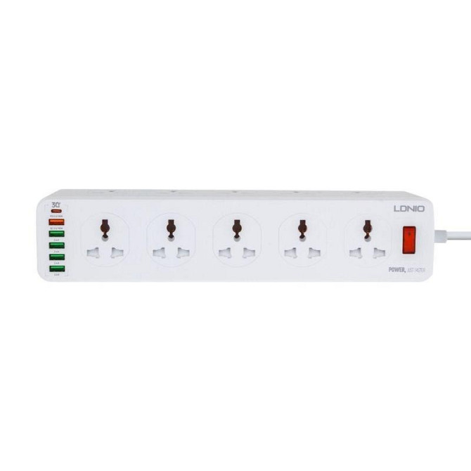 Мережевий подовжувач LDNIO 10 Розеток, 5 USB, 1 Type-C SC10610 (Білий, 2м) Миколаїв - фото 2