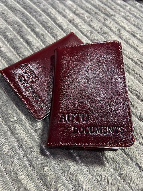 Бордовая кожаная обложка на ID паспорт и права ST Leather Киев - изображение 3