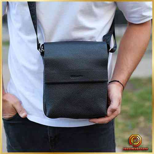 Мужская кожаная сумка черная Кожаный мужской мессенджер черный Tiding Bag Київ