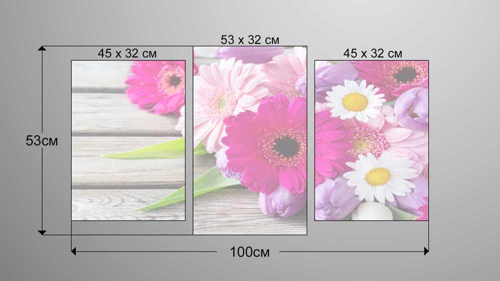 Модульна картина Квіти Art-176_3 Київ - фото 3