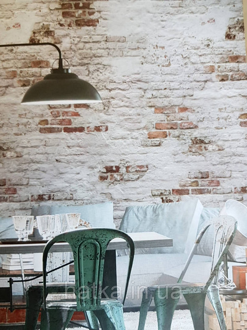 Шпалери вінілові Grandeco One roll one motif 2 EP6101 панно 3д під цеглу під штукатурку коричневий молочний Київ - фото 1