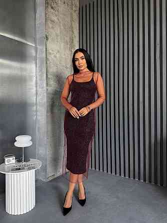 Жіноча елегантна вечірня мідіплаття віскоза та сітка змійка Бордовий, 46/48 Одеса