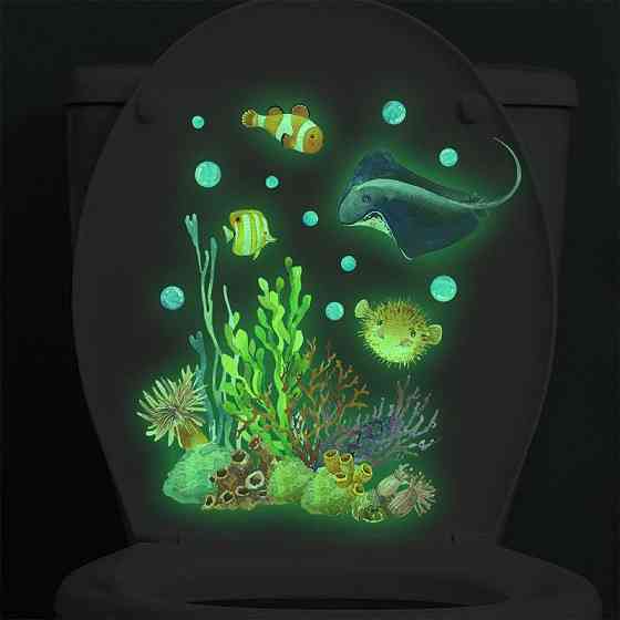 Светящаяся наклейка на унитаз декоративная 20 на 30 см разноцветный Киев