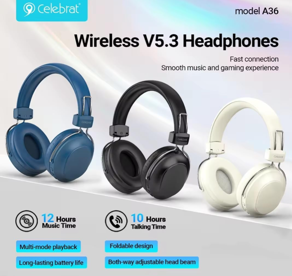 Навушники Bluetooth 5.3 CELEBRAT MDR A36 з мікрофоном та автономністю до 12 год прослуховування музики, бездротові Одеса - фото 8