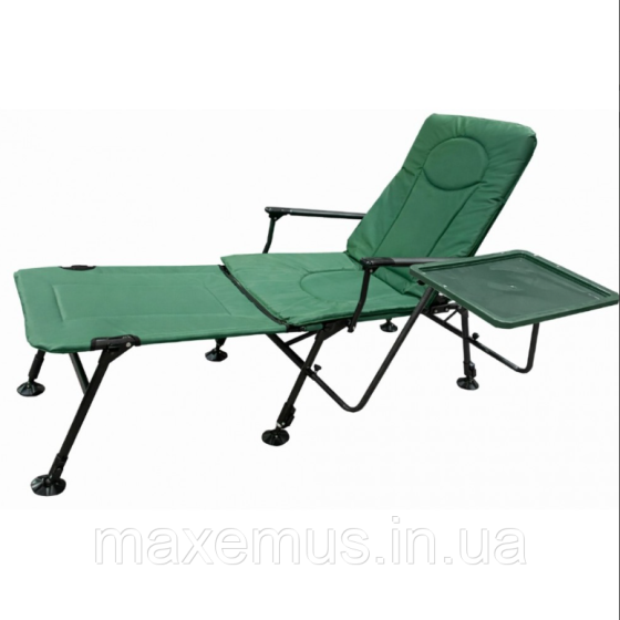 Карповое раскладное кресло-лежак для рыбалки со столиком и подставкой Bonro B-23 Зеленое (до 120 кг) Мостиська