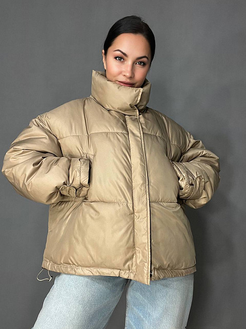 Куртка женская RUIXI 8811 деми легкая воротник стойка с сумочкой широка оверсайз свободный крой, карамель, 48 Киев - изображение 4