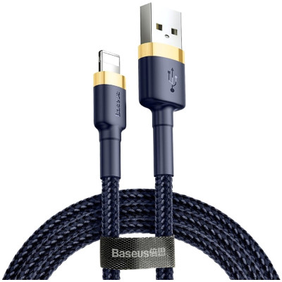 Дата кабель USB 2.0 AM to Lightning 1.0m 2.4A Cafule Blue-Gold Baseus (CALKLF-BV3) Вінниця - фото 1