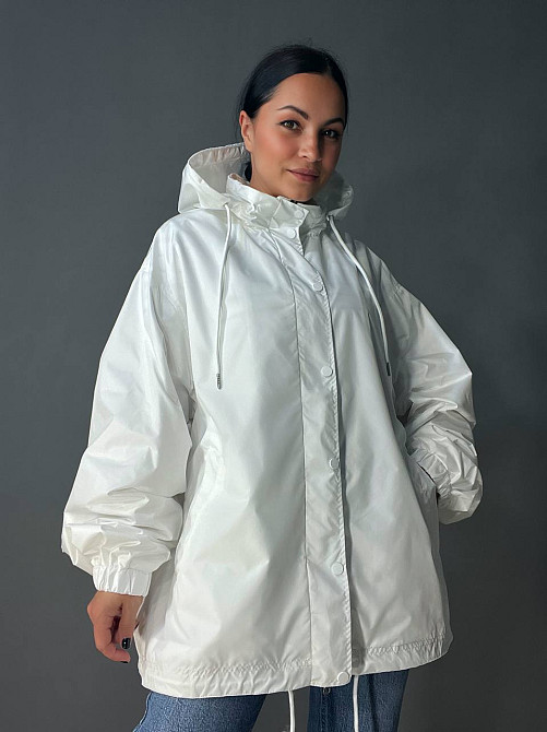 Куртка женская Lady Yep 9096-1 оверсайз ветровка удлиненная с капюшоном, белый, one size Киев - изображение 11