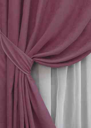 Комплект готовых штор VR-Textil Микровелюр Petek № 1517ш Темно-розовый 150х285 см 2 шт (33-0400) Киев