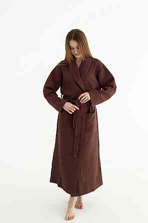 Женский вафельный халат Ideal Textile длинный Коричневый (56860624) 3XL Черновцы
