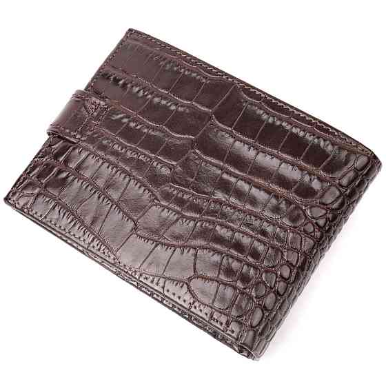 Классический мужской кошелек из натуральной кожи с тиснением под крокодила KARYA 21199 Коричневый Киев