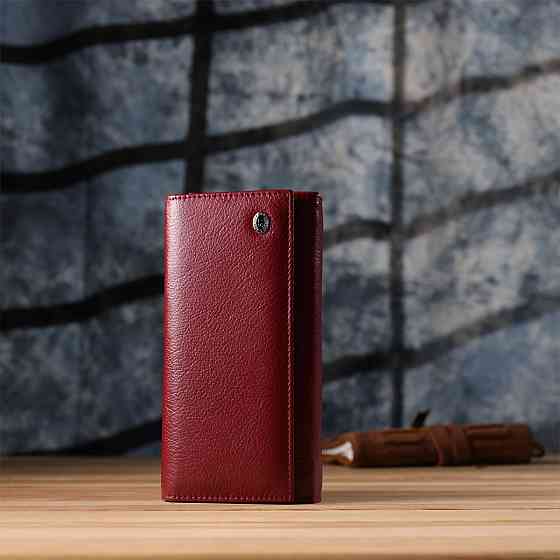 Модный женский кошелек на магнитах из натуральной кожи ST Leather 23113 Бордовый Киев