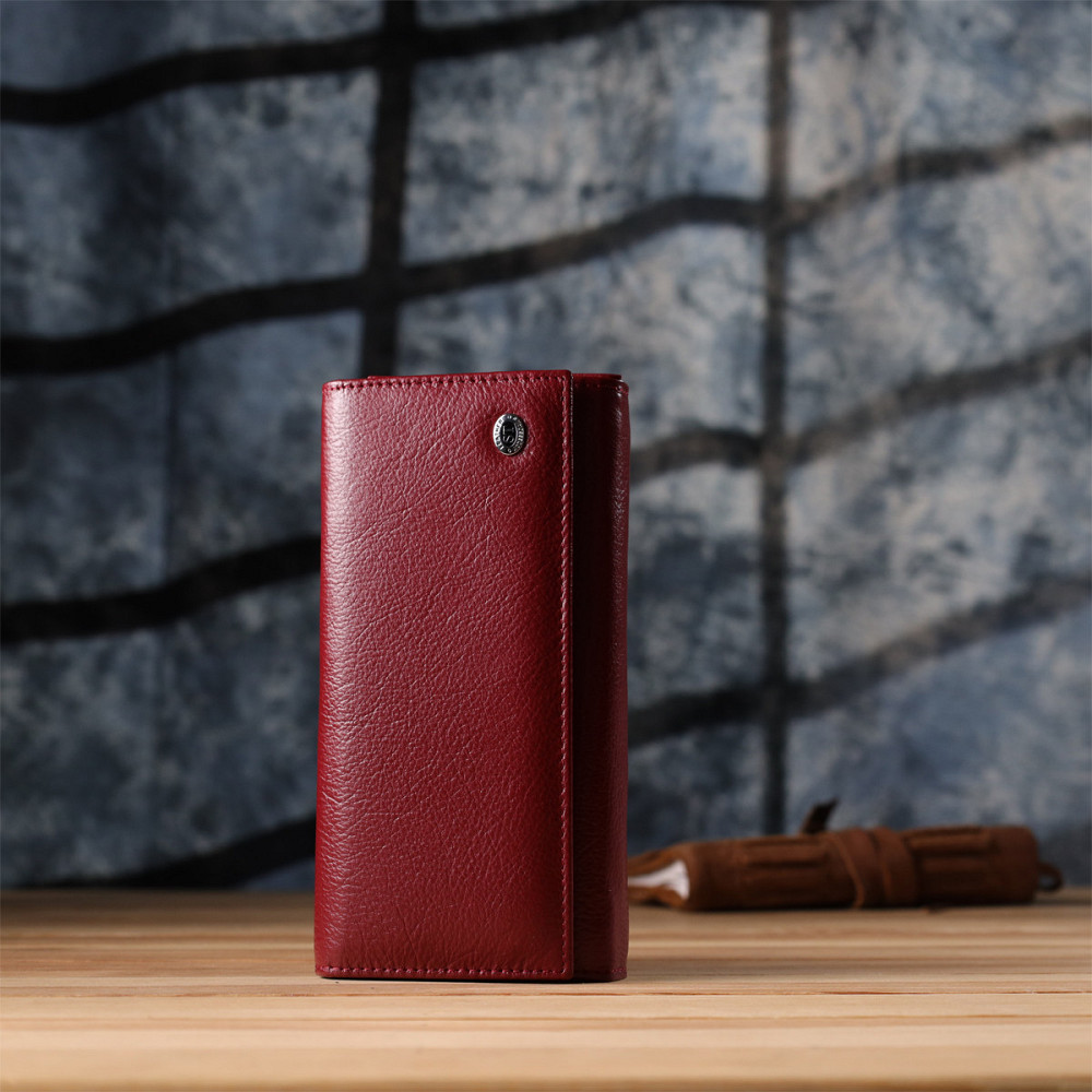 Модный женский кошелек на магнитах из натуральной кожи ST Leather 23113 Бордовый Киев - изображение 3