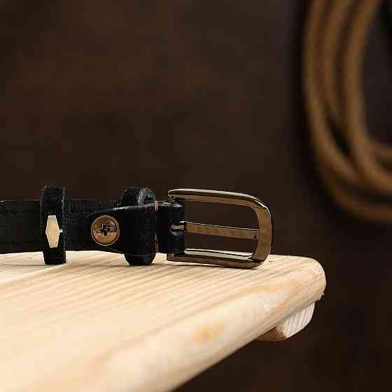 Замшевий оригінальний жіночий ремінь Vintage 20756 Чорний Київ