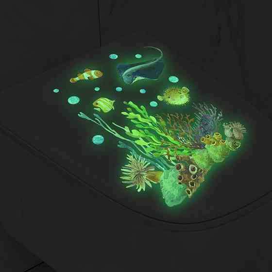 Светящаяся наклейка на унитаз декоративная 20 на 30 см разноцветный Киев