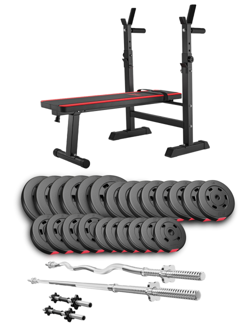 Набір Hop-Sport Premium 135кг з лавою HS-1080, штангами та гантелями Київ - фото 1