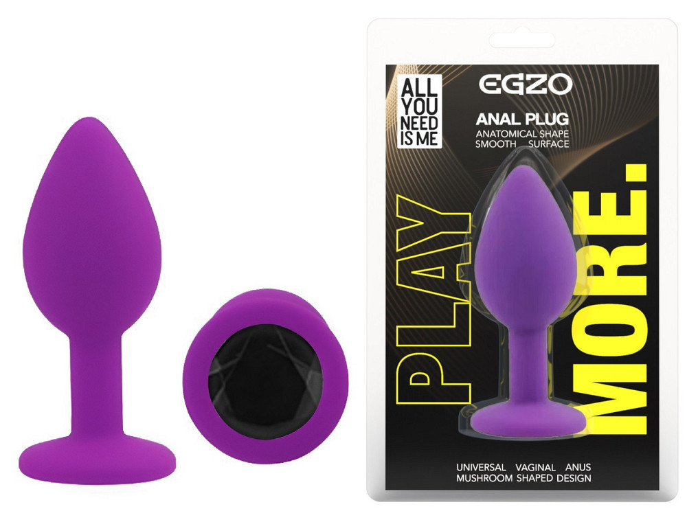 Силіконова анальна пробка EGZO - Silicone Purple Round Plug Black, size S Sex Aura Київ - фото 1
