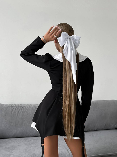 Женское стильное мини платье с воротником крепдайвинг + коттон Одесса - изображение 3