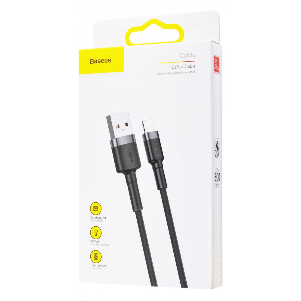 Кабель Baseus Cafule Lightning Cable 2A 3м золотий/чорний Львів - фото 2