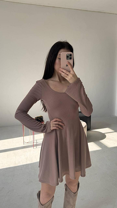 Жіноча стильна романтична сукня вільного крою з трикотажу в рубчик Моко, 46/48 Одеса - фото 2