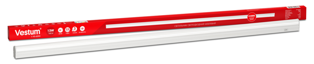 Світлодіодний меблевий світильник Vestum 12W 4500K 220V 1-VS-6203 Дніпро - фото 1