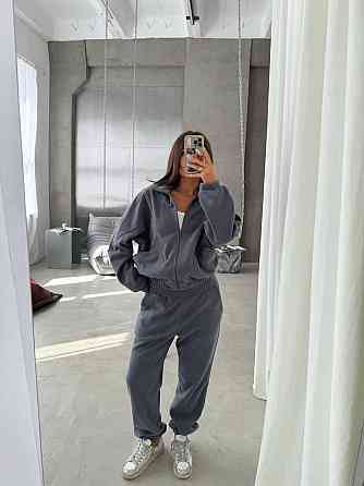 Жіночий теплий спортивний костюм: кофта та штани турецький двосторонній фліс Графіт, 42/44 Одеса