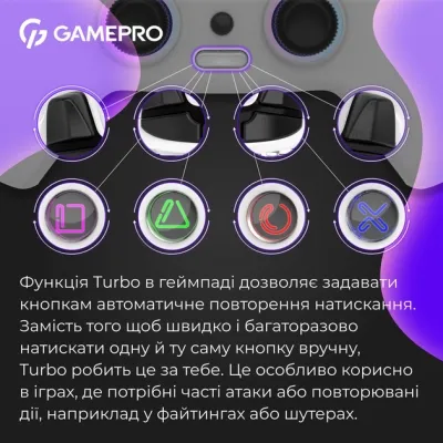 Геймпад GamePro GPS13W BT 5.3/USB/PC/iOS/Android/PS3/PS4 RGB White (GPS13W) Вінниця - фото 5