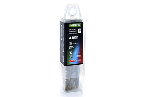 Сверло по металлу кобальтовое HSS-Co/M35 Ø4.8мм (тубус, кратно 10шт) PRO APRO Ровно - изображение 1