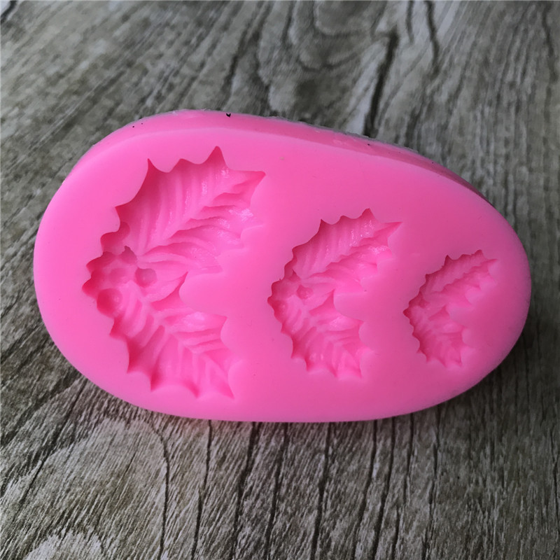 Молд новогодний Рождественский листок 53 на 82 мм розовый Киев - изображение 6