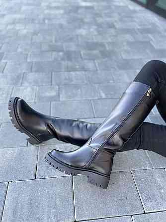 Чоботи жіночі Львів чорні натуральна шкіра зима высота 36см обхват 37-38см подошва 3/5см (4828) Коломия