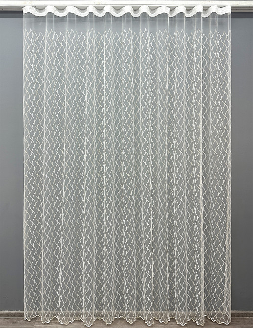 Тюль VR-Textil 1841т Фатин с вышивкой и люрексом Молочный с золотистым 300х270 см (40-187) Киев - изображение 2