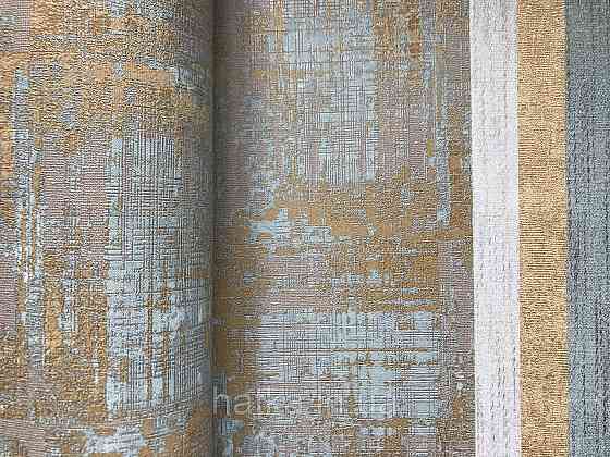 Шпалери метрові вінілові на флізелін Yuanlong Samsara лофт під штукатурку під бетон бірюзовий з золотом 3д Київ