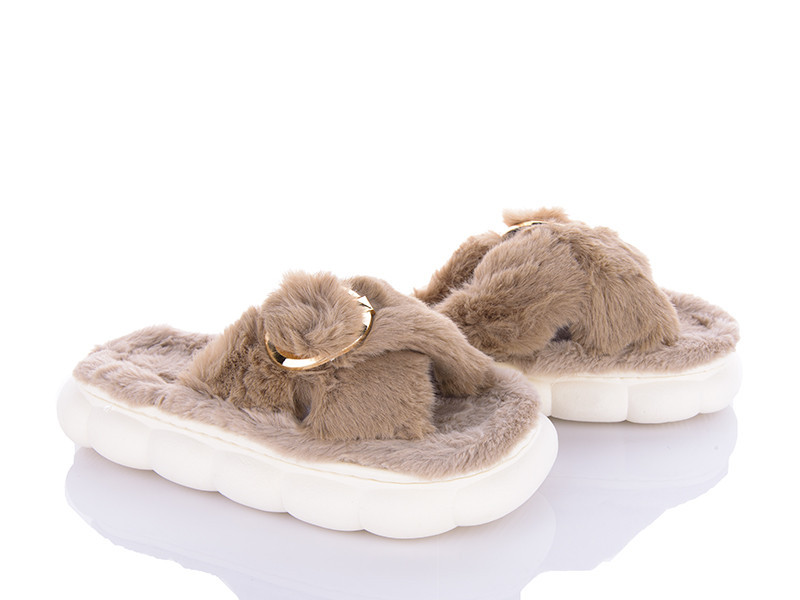 Капці хутряні жіночі на платформі бежевий Одеса - фото 4