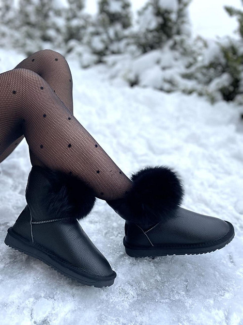 Угги жіночі OUQIDAGENI чорні натуральна шкіра зимові высота 16 см ( -1) Коломия - фото 10