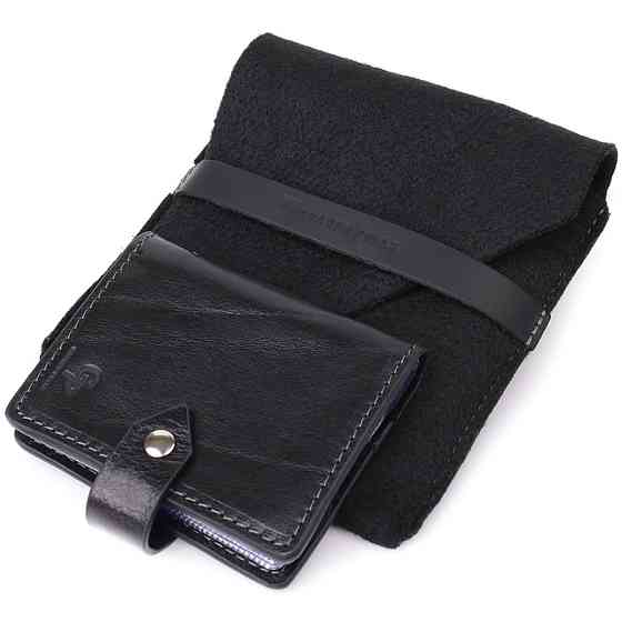 Візитниця унісекс з натуральної гладкої шкіри GRANDE PELLE 22941 Чорна Київ