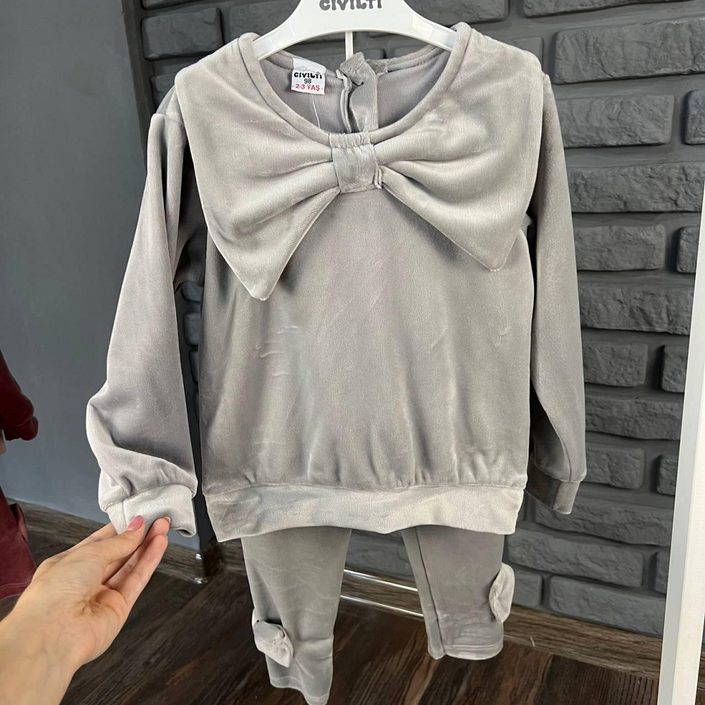 Дитячий Костюм для Дівчаток Велюр Turkey Сірий, 2-3 роки 92-98 см Київ - фото 1