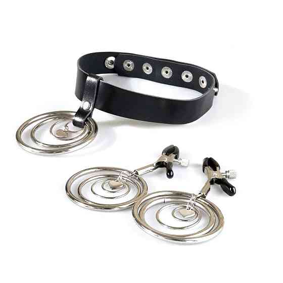 Набір чокер + затискачі Art of Sex - Choker and Nipple clamps Triada, колір чорний Sex Aura Київ