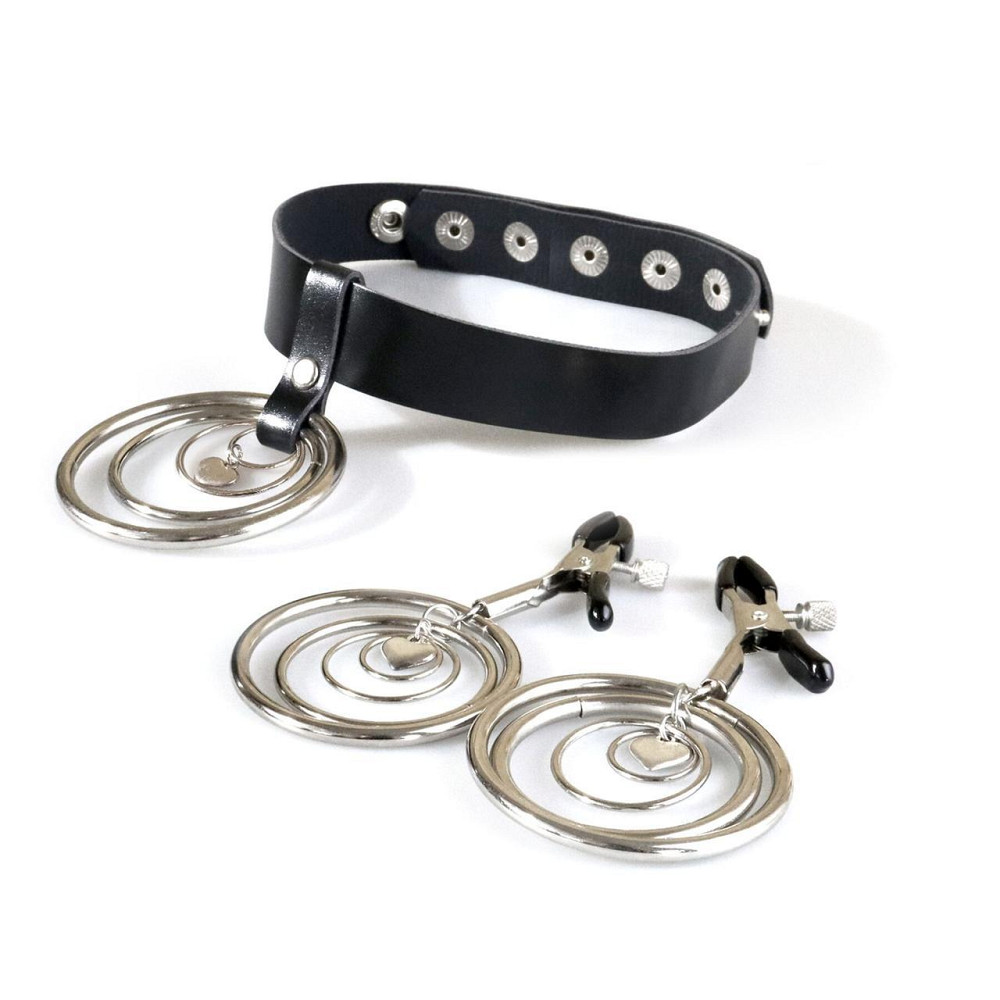 Набір чокер + затискачі Art of Sex - Choker and Nipple clamps Triada, колір чорний Sex Aura Київ - фото 1