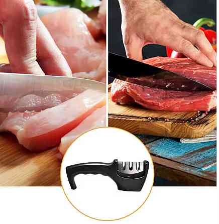 Ручная точилка для ножей трех ступенчатая 20 см чёрный Киев