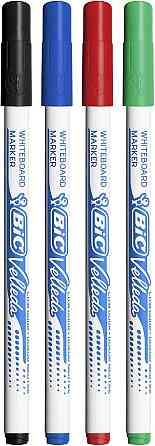 Маркер для доски BIC Velleda 1721 черный/синий/красный/зеленый набор 4 шт круглый наконечник 1.5 мм сухого Киев
