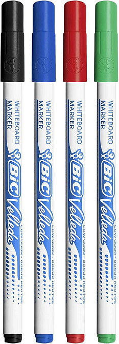 Маркер для доски BIC Velleda 1721 черный/синий/красный/зеленый набор 4 шт круглый наконечник 1.5 мм сухого Киев - изображение 3