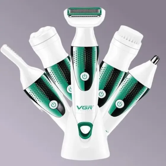 Универсальный женский набор по уходу VGR V-720 (5 в 1, с насадками, электробритва, щетка, массажер) Коломыя