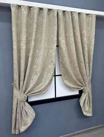 Комплект коротких штор VR-Textil Льон мармур Pavliani ХО № 1272ш Теплий бежевий 130х170 см 2 шт (35-0201) Київ