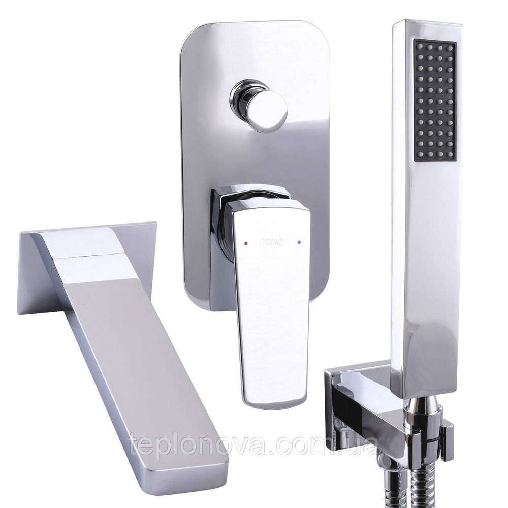 Смеситель для ванны встроенный TOPAZ LEXI TLG 21202-H21 2 выхода, ручная лейка, излив 190 мм Черновцы - изображение 3