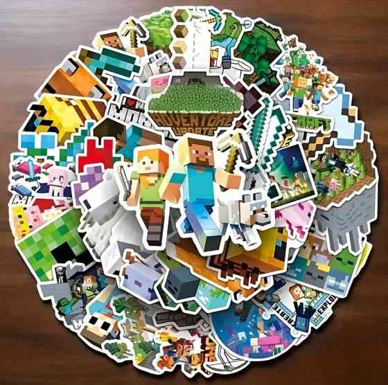 50 наклеек Minecraft, наклейки Майнкрафт, стикеры для блокнота, телефона. Киев