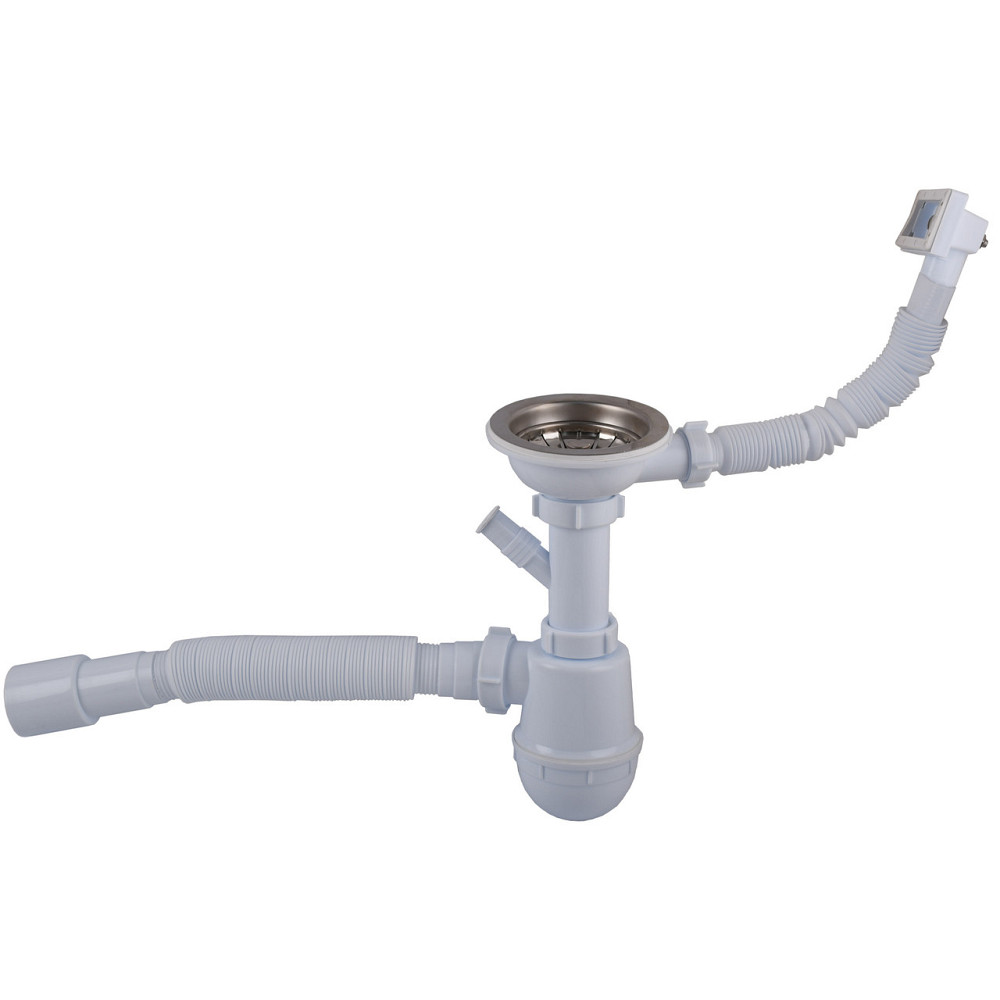 Сифон OPTIMUM 31/2| *40 для миття з отв.для прання.маш, з прямокут. переливом і гофр 40х40/50 OPTI 27343 Київ - фото 1